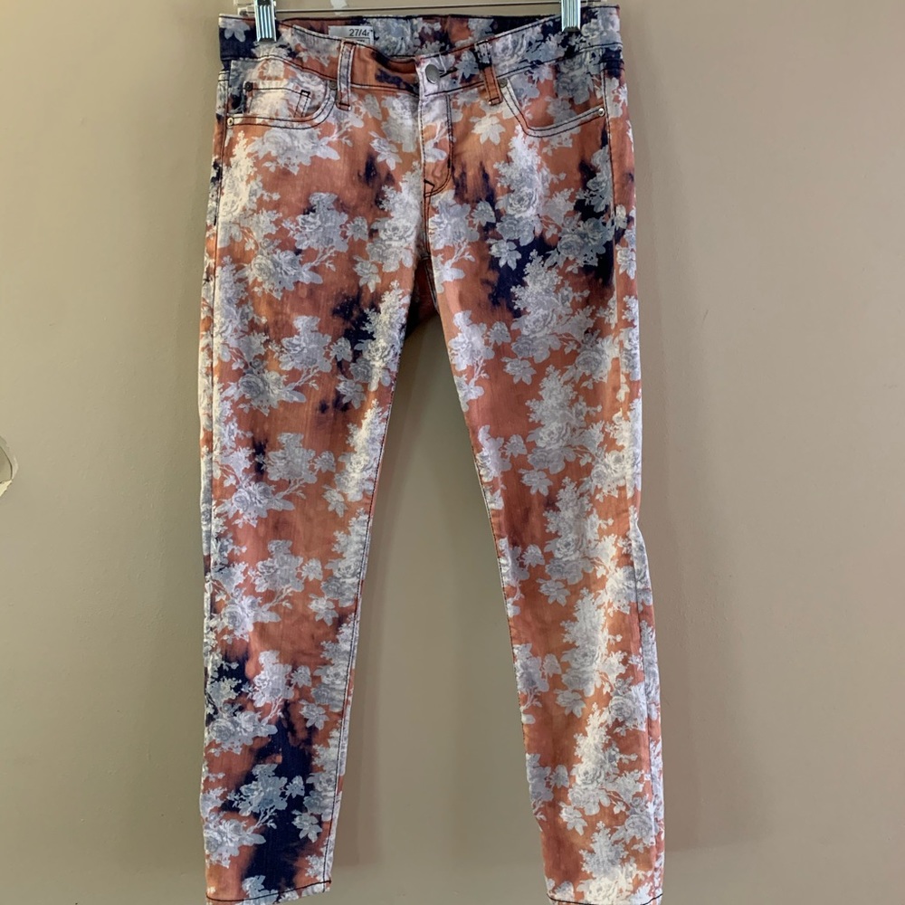 Custom reverse tie dye gap floral print jeans
